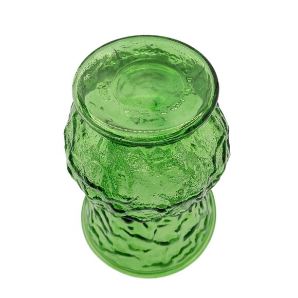 Vintage E.O. Brody Crinkle Glass Flower Vase Emerald Green Flared 60s 70s MCM - Picture 3 of 3